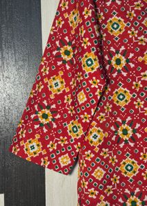 Red Crepe Printed Kurti