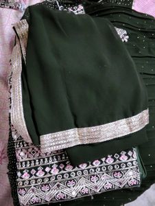 Green Sequin Lehenga Choli Set