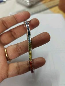 92.5 | Silver Rainbow Gem Tennis Bracelet