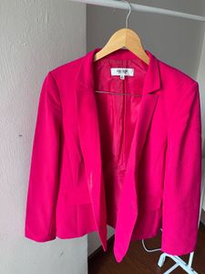 Fuschia Pink Casual  Blazer
