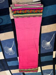 Pink Beautiful Saree With Broad Border