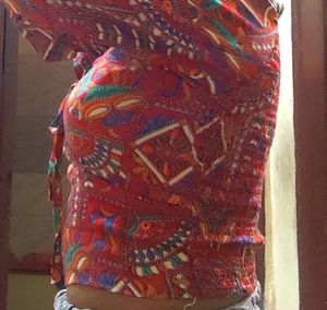 jaipuri print, red crop top