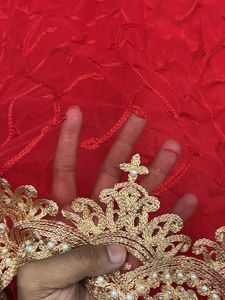 Elegant Red Embellished Saree