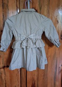 Ruffled Beige Trench Coat