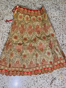 Beige&amp;Red Colour Bridal Lehenga,Blouse,Dupatta F