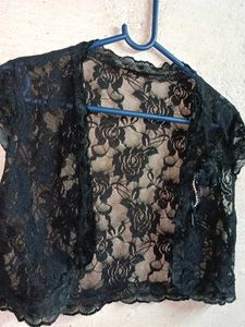 Stylish Partywear Crop Lace Bolero Shrug Black 🖤