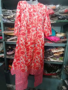 Floral Print Kurti with Pant And Dupatta