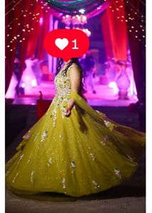 Lime Colour Engagement Lehenga
