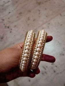 Pearl &amp; Gold Bangle Set