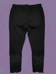 Black Velvet Lace Leggings for Women