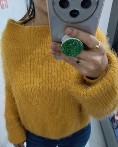 Mustard Fuzzy Knit Pullover