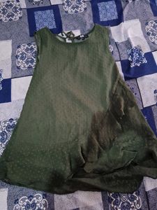 Olive Green Ruffle Detail Top