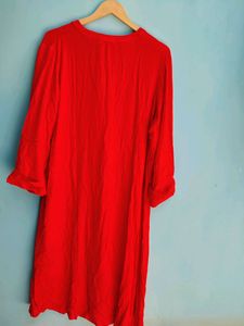 High Low Solid Red Long Tunic Top