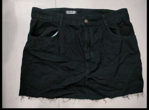 Black Denim Mini Skirt
