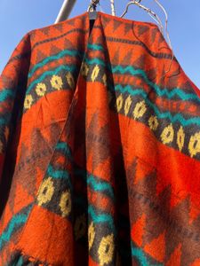 Boho Chic Red Poncho Wrap