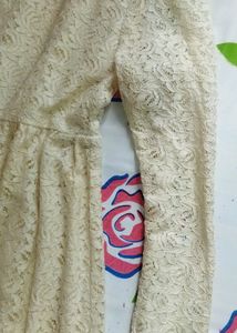 Korean cream lace dress