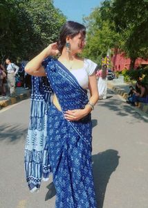 Elegant Blue Printed Saree