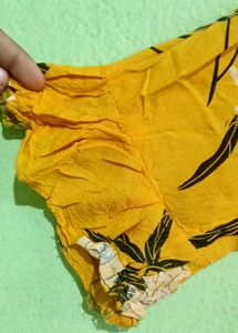 Perfect Floral Print Yellow Top With Bell Sleeves