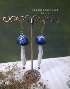 Forbidden Forest Poison Mushroom Dangle Earrings