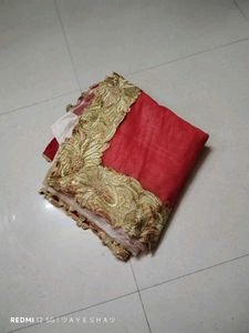Red &amp; Gold Party Ware Saree