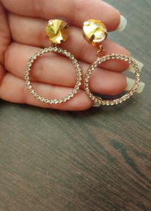 Rhinestone Circle Drop Earrings