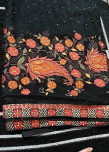 Elegant Embroidered Black Fabric