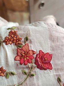 Floral Embroidered Striped Kurti