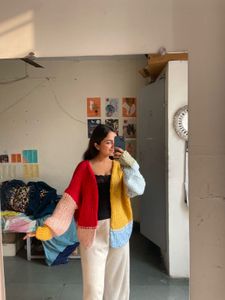 Chunky Knit Color Block Cardigan