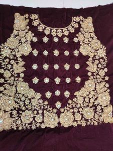 Maroon Velvet Lehenga Choli Dupatta