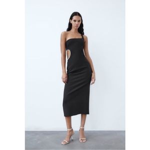 Zara Limited Edition Rhinestones Cutout MIDI Dress