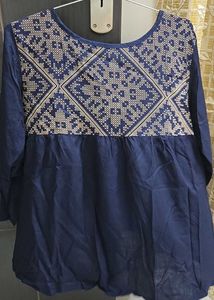 Navy Printed Top