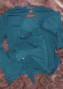 Emerald Green  Wrap / Clinched waist Top With Bow