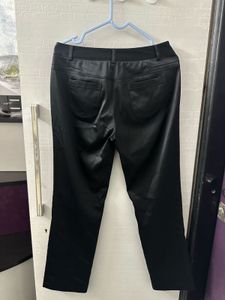 Jet Black Satin Straight Fit Trouser Pant