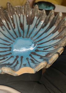 Handcrafted Ceramic Bowl–Sky Blue wid Earthy Brown