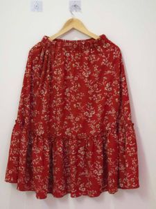 Red Floral Print Skirt