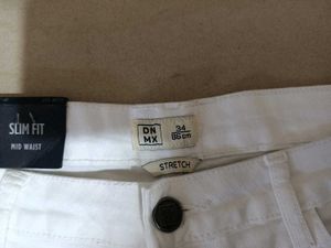DNMX White Slim Fit Denim Jeans, 34 SIZE