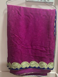 Pink Saree With Golden carry border