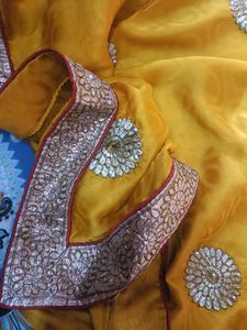 Gold Embellished Saree with Blouse