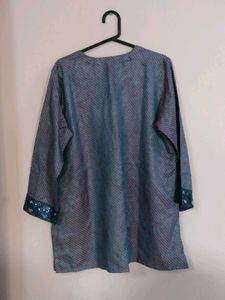 Blue Striped Sequin Top