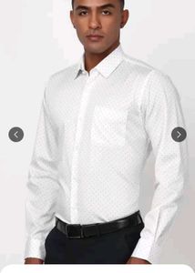 White Shirt With Black Geomatric Pattern Prints