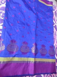 beautiful blue color cotton saree