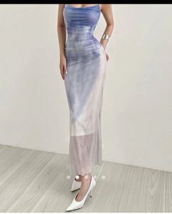 Blue Tie-Dye Bodycon Dress