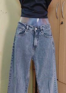 Gray Wide-leg Denim
