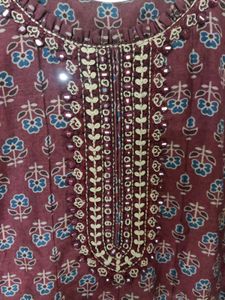 Maroon Printed Ethnic Dress