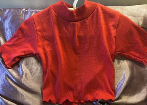 Red Ruffle Hem Top