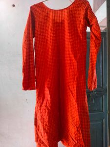 Red Checked Kurta