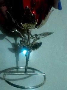 Vintage Red Glass Flower Candle Holder