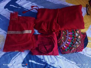 Red Embroidered Salwar Kameez Suit