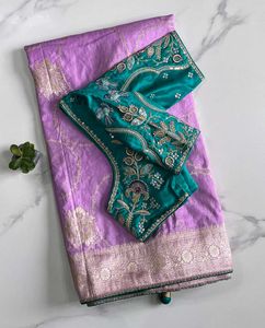 Pure Banarsi With stiched Blouse Saree