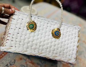 White Woven Basket With Storage Box